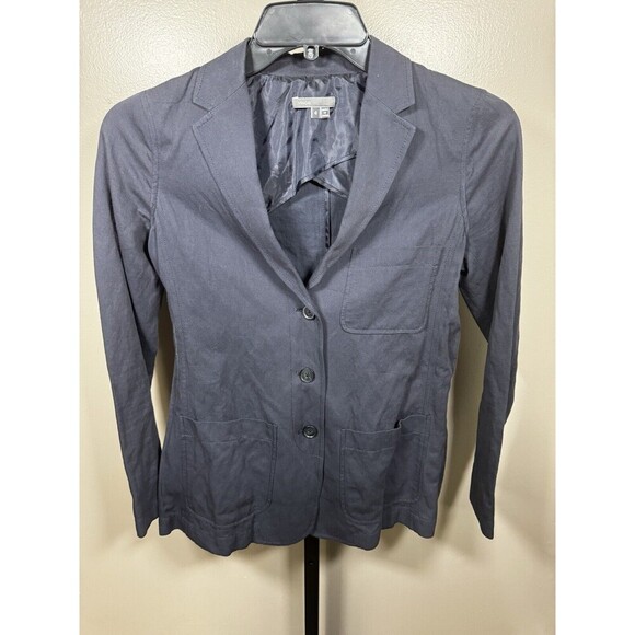 Vince Blazer Womens 4 Navy Blue Button Wool Blend - Picture 1 of 7